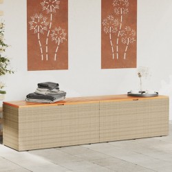 Sonata H Градинска кутия за съхранение бежов 220x50x54см PE ратан акация - Външни съоражения