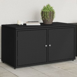 Sonata H Градински шкаф за съхранение, черен, 110x55x60,5 см, полиратан - Външни съоражения