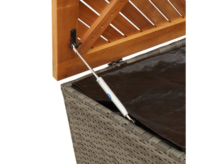 Sonata H Градинска кутия за съхранение сива 220x50x54 см PE ратан акация