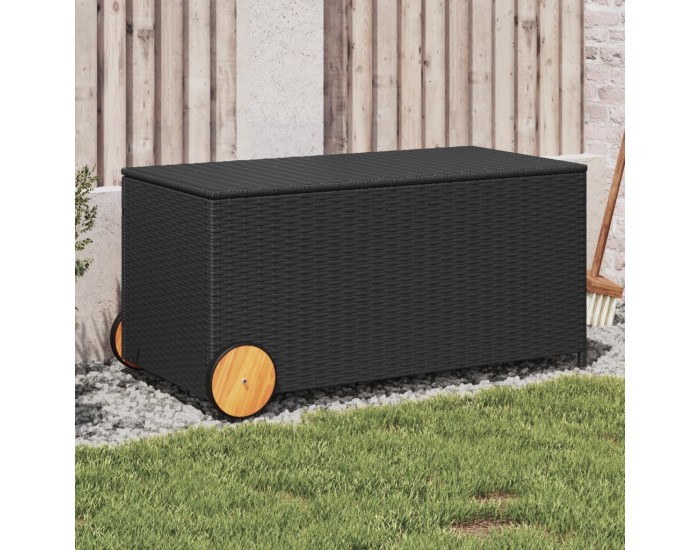 Sonata H Градинска кутия за съхранение с колела черна 190 л полиратан Sonata H Градинска кутия за съхранение с колела черна 190 л полиратан