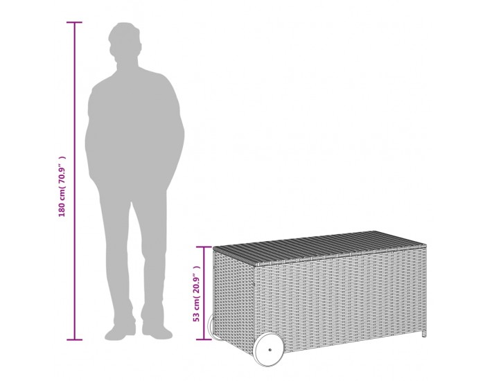 Sonata H Градинска кутия за съхранение с колела черна 190 л полиратан Sonata H Градинска кутия за съхранение с колела черна 190 л полиратан