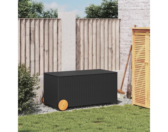 Sonata H Градинска кутия за съхранение с колела черна 190 л полиратан Sonata H Градинска кутия за съхранение с колела черна 190 л полиратан
