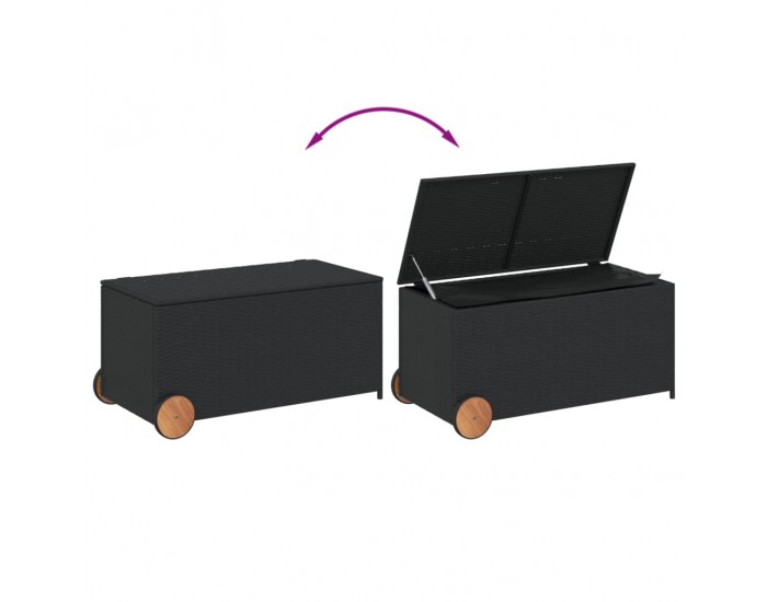 Sonata H Градинска кутия за съхранение с колела черна 190 л полиратан Sonata H Градинска кутия за съхранение с колела черна 190 л полиратан