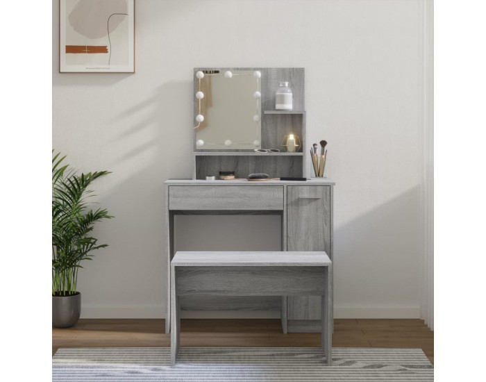 Sonata H Комплект тоалетка с LED, сив сонома, инженерно дърво