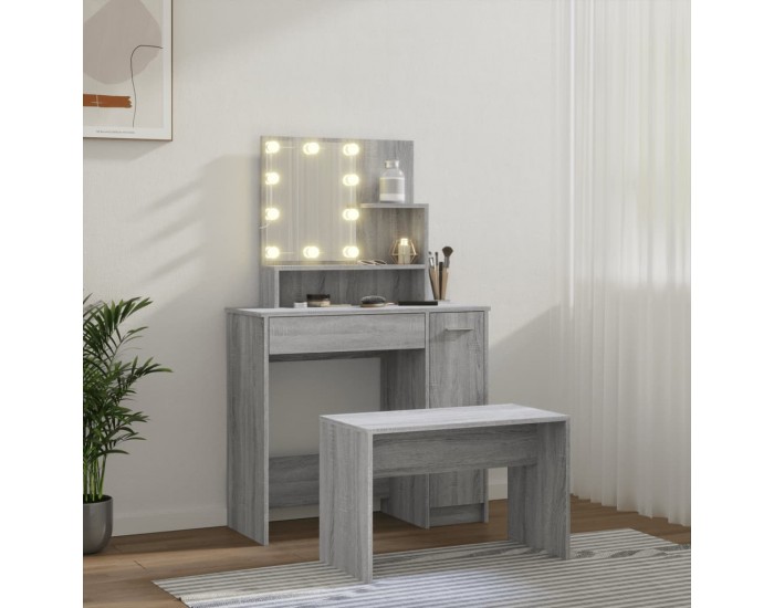 Sonata H Комплект тоалетка с LED, сив сонома, инженерно дърво