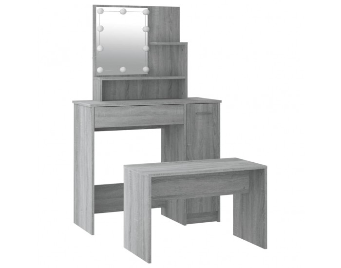 Sonata H Комплект тоалетка с LED, сив сонома, инженерно дърво