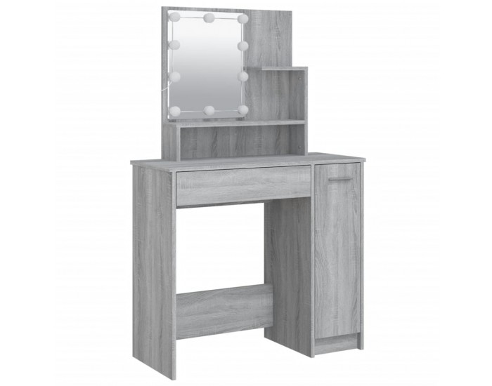 Sonata H Комплект тоалетка с LED, сив сонома, инженерно дърво