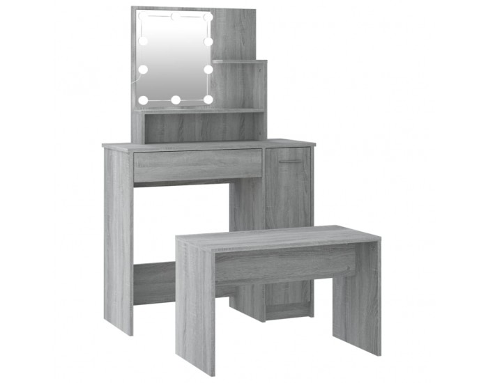 Sonata H Комплект тоалетка с LED, сив сонома, инженерно дърво