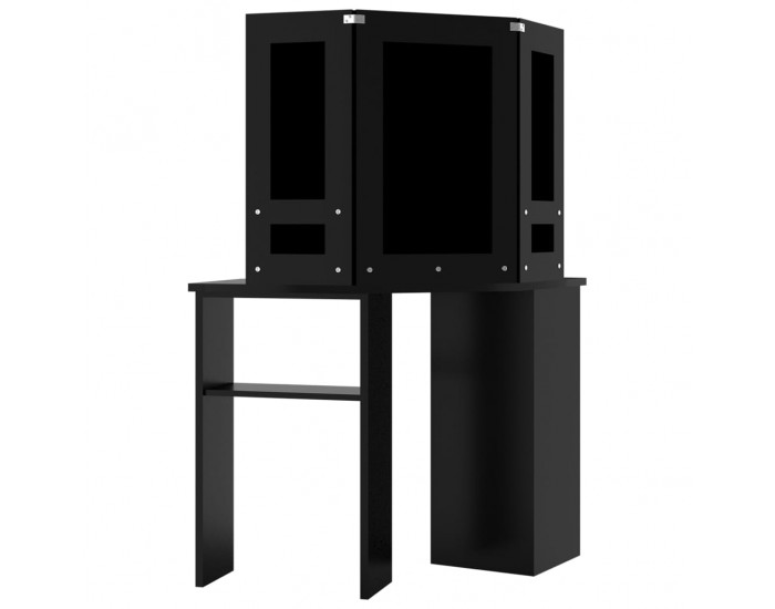 Sonata H Ъглова тоалетка с LED, черна, 111x54x141,5 см