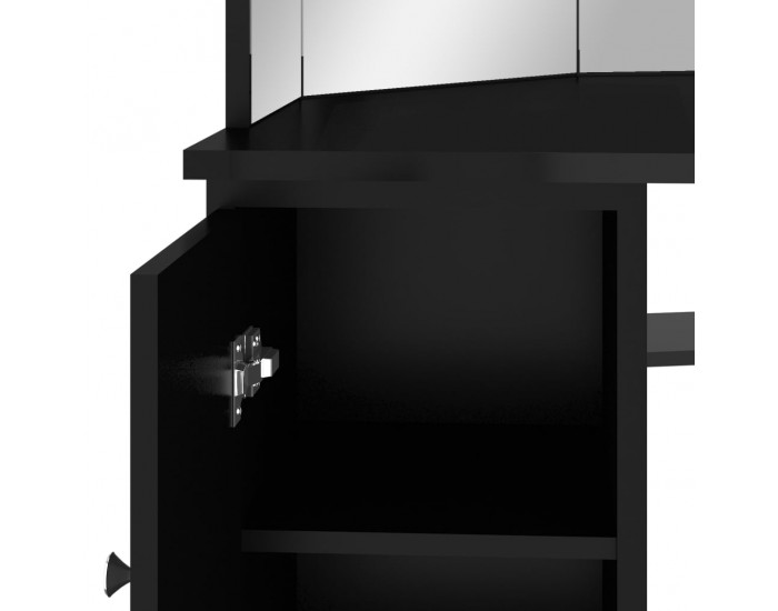 Sonata H Ъглова тоалетка с LED, черна, 111x54x141,5 см