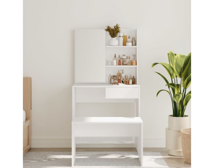 Sonata H Тоалетка с огледало, бял гланц, 74,5x40x141 см