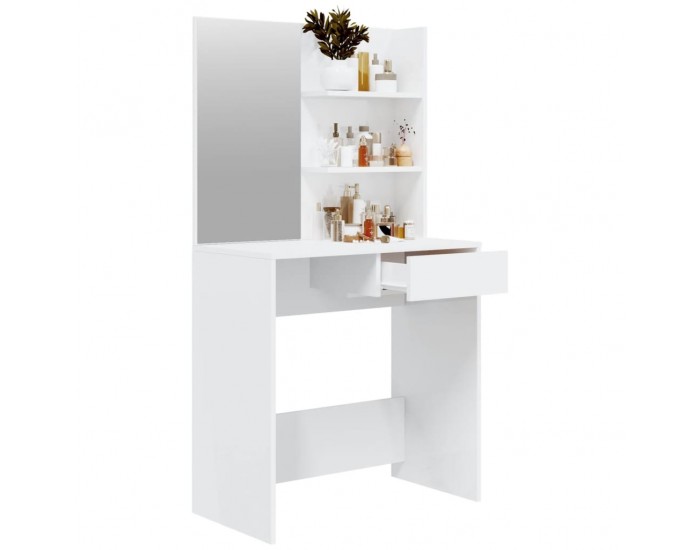 Sonata H Тоалетка с огледало, бял гланц, 74,5x40x141 см