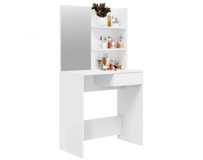 Sonata H Тоалетка с огледало, бял гланц, 74,5x40x141 см