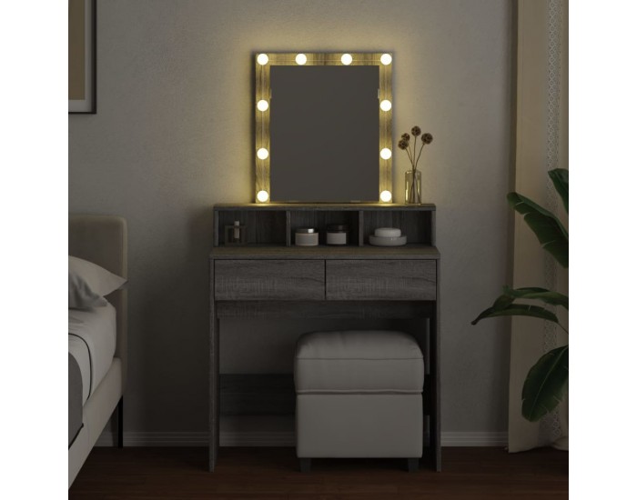 Sonata H Тоалетка с LED, сив сонома, 80x41x144,5 см