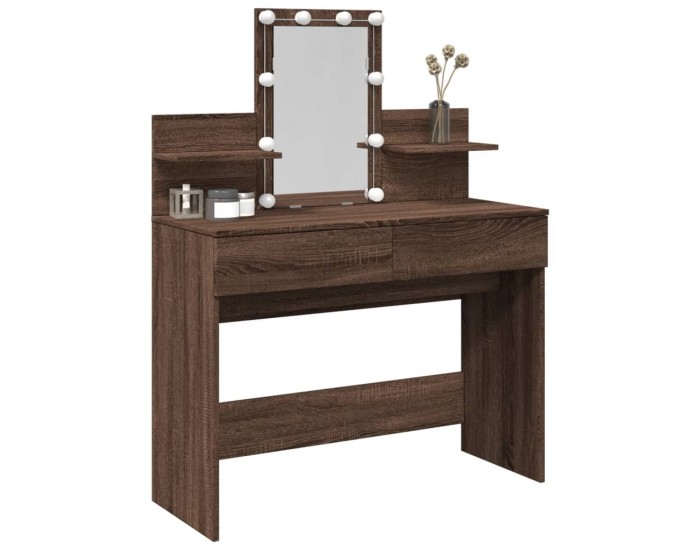 Sonata H Тоалетка с LED, кафяв дъб, 100x40x130 см