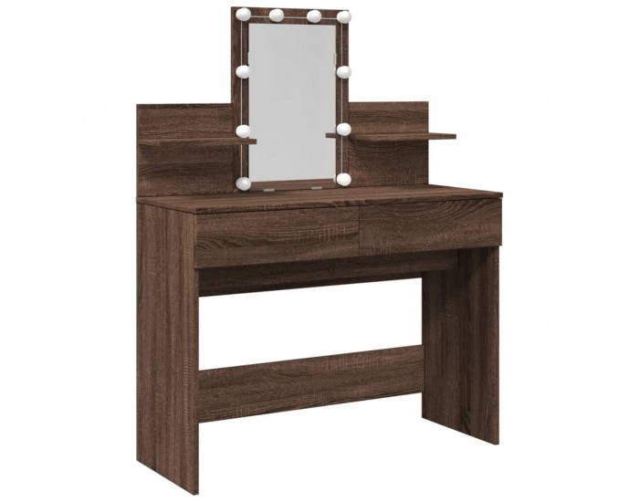 Sonata H Тоалетка с LED, кафяв дъб, 100x40x130 см