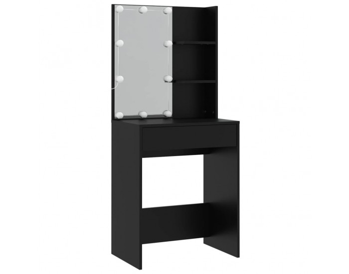 Sonata H Комплект тоалетка с LED, черна, инженерно дърво