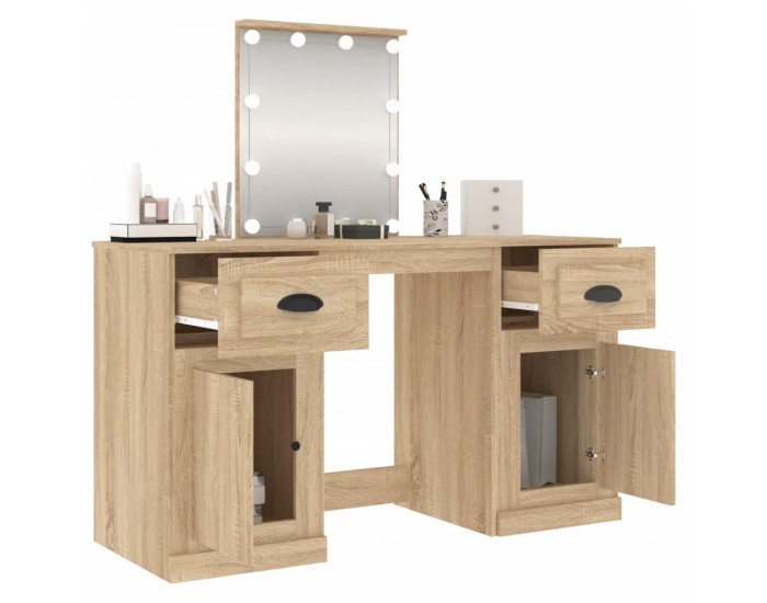 Sonata H Тоалетка с LED, дъб сонома, 130x50x132,5 см