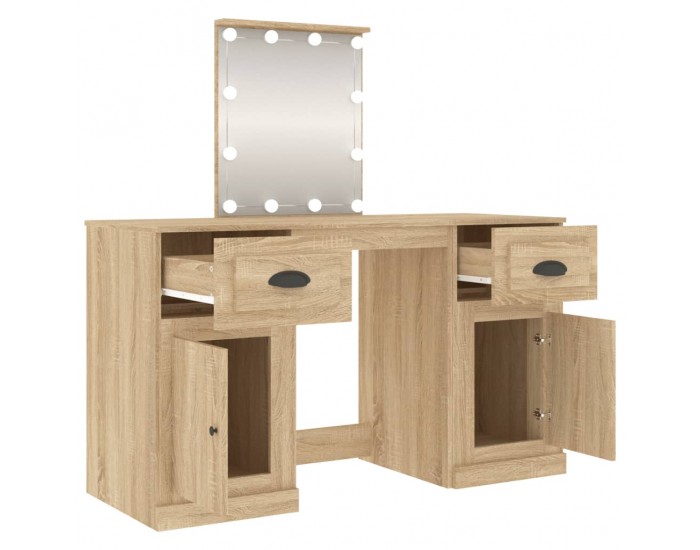 Sonata H Тоалетка с LED, дъб сонома, 130x50x132,5 см