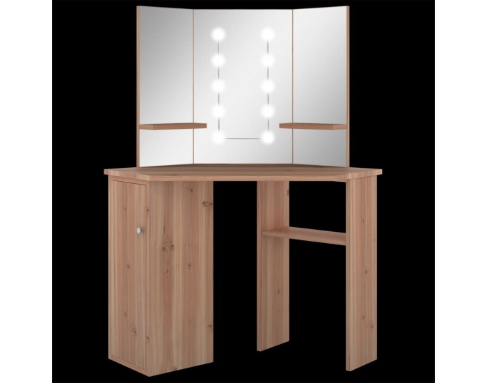 Sonata H Ъглова тоалетка с LED, дъб, 111x54x141,5 см