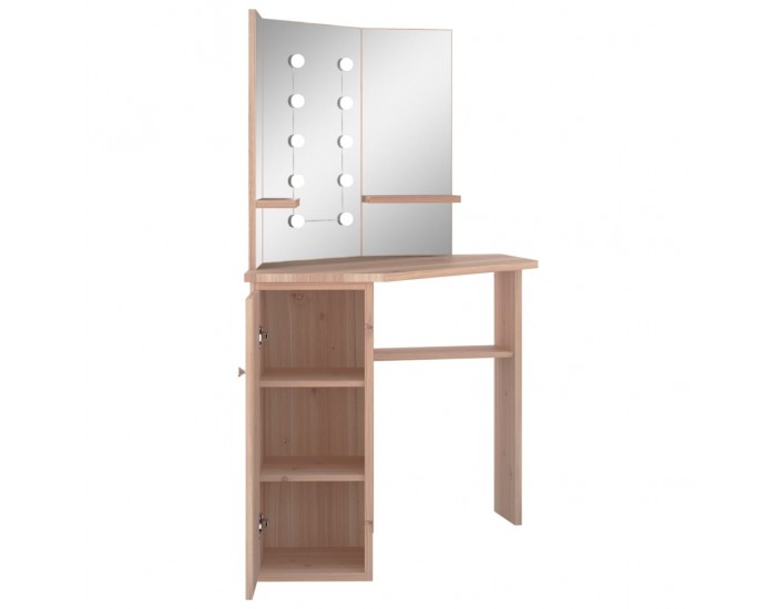 Sonata H Ъглова тоалетка с LED, дъб, 111x54x141,5 см