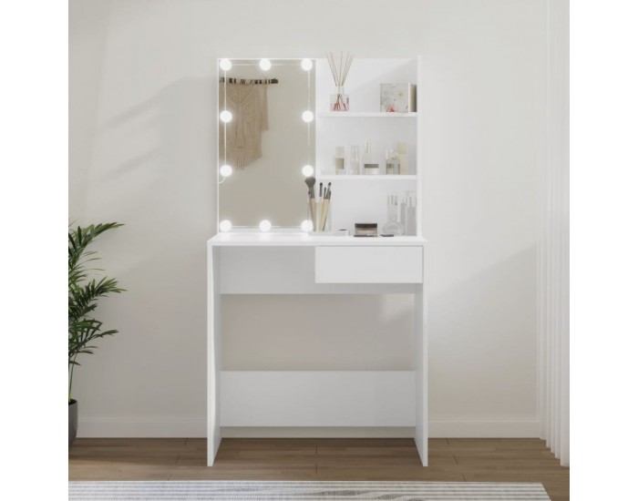 Sonata H Тоалетка с LED, бяла, 74,5x40x141 см