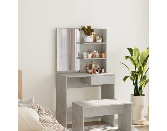 Sonata H Тоалетка с огледало, бетонно сива, 74,5x40x141 см