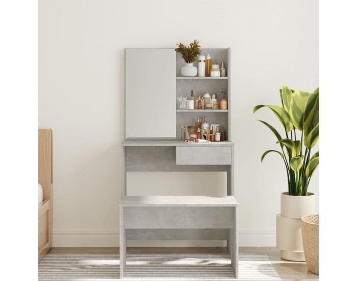 Sonata H Тоалетка с огледало, бетонно сива, 74,5x40x141 см