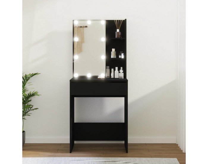 Sonata H Тоалетка с LED осветление, черна, 60x40x140 см