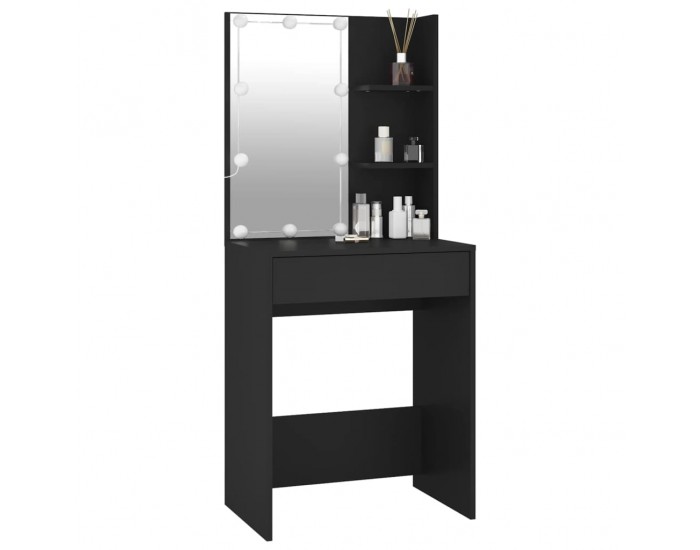 Sonata H Тоалетка с LED осветление, черна, 60x40x140 см