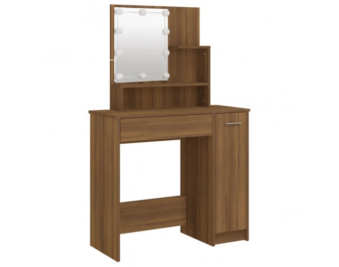 Sonata H Тоалетка с LED, кафяв дъб, 86,5x35x136 см