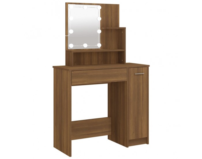 Sonata H Тоалетка с LED, кафяв дъб, 86,5x35x136 см
