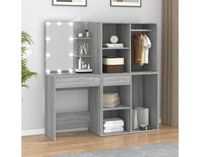 Sonata H LED тоалетка с шкафове, сив сонома, инженерно дърво
