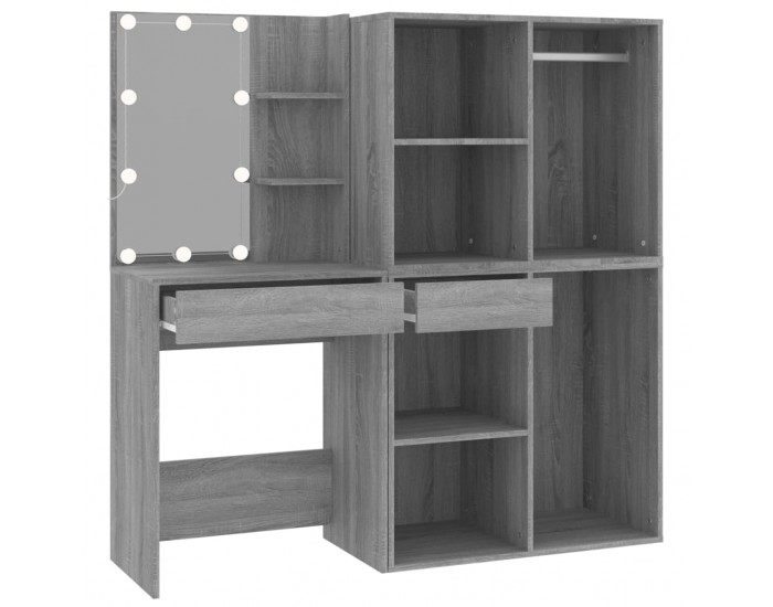 Sonata H LED тоалетка с шкафове, сив сонома, инженерно дърво