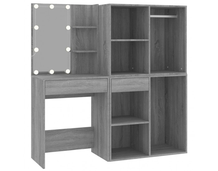 Sonata H LED тоалетка с шкафове, сив сонома, инженерно дърво