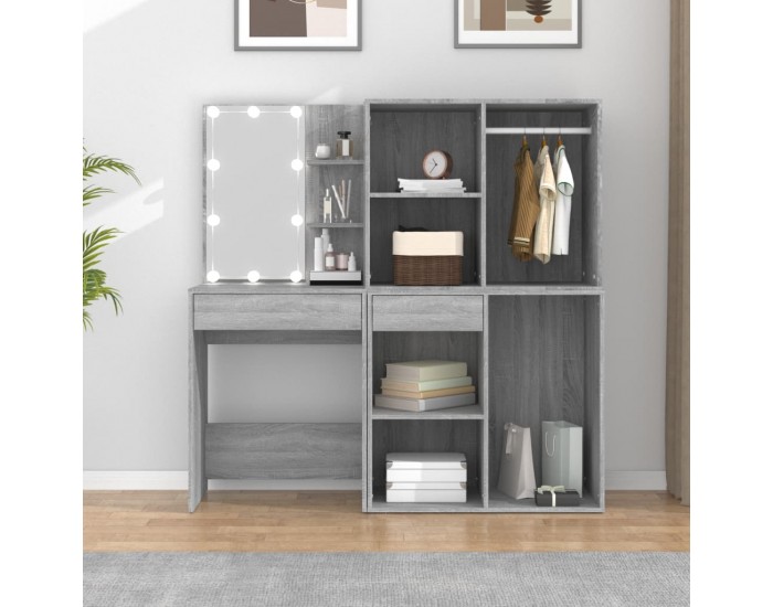 Sonata H LED тоалетка с шкафове, сив сонома, инженерно дърво