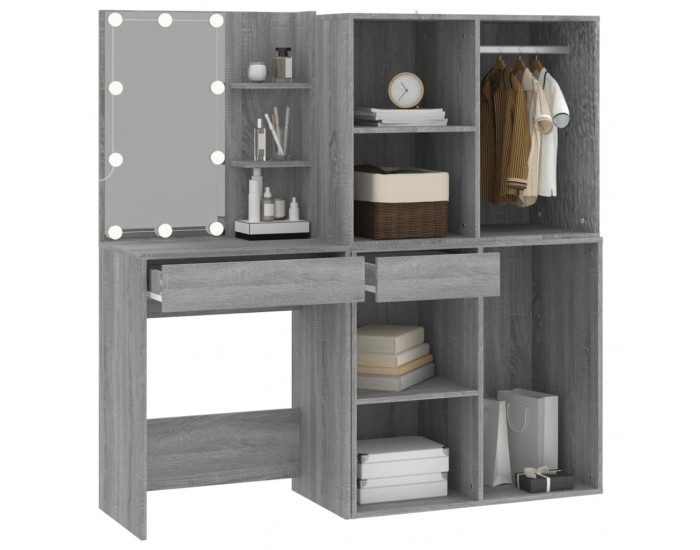 Sonata H LED тоалетка с шкафове, сив сонома, инженерно дърво