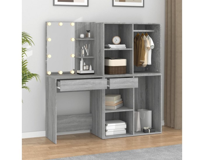 Sonata H LED тоалетка с шкафове, сив сонома, инженерно дърво