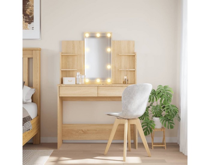 Sonata H Тоалетка с LED лампи, сонома дъб, 96x40x142 см Sonata H Тоалетка с LED лампи, сонома дъб, 96x40x142 см