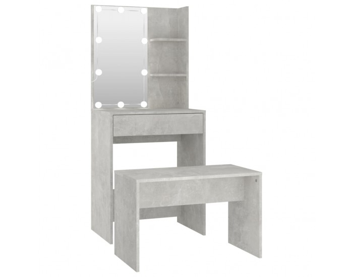 Sonata H Комплект тоалетка с LED, бетонно сива, инженерно дърво