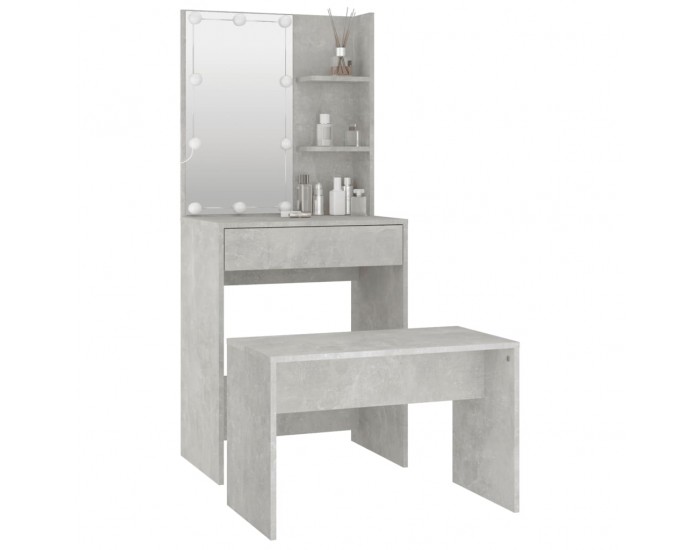 Sonata H Комплект тоалетка с LED, бетонно сива, инженерно дърво