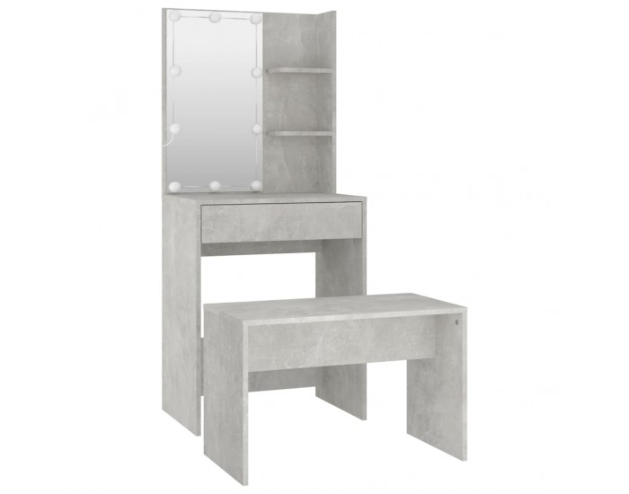 Sonata H Комплект тоалетка с LED, бетонно сива, инженерно дърво