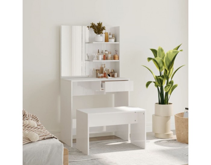 Sonata H Комплект тоалетка, бял гланц, 74,5x40x141 см Sonata H Комплект тоалетка, бял гланц, 74,5x40x141 см