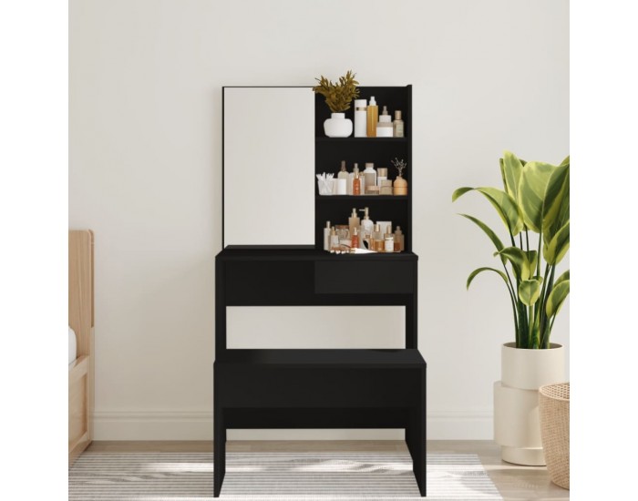 Sonata H Тоалетка с огледало, черна, 74,5x40x141 см