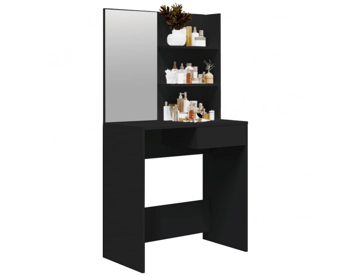 Sonata H Тоалетка с огледало, черна, 74,5x40x141 см