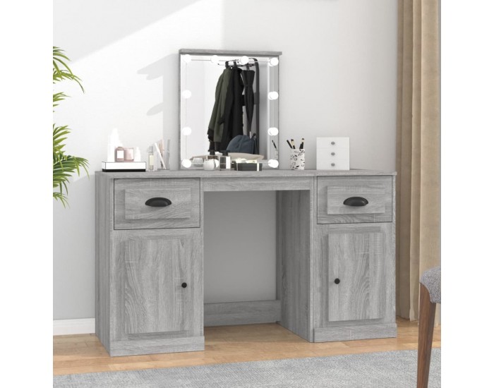 Sonata H Тоалетка с LED, сив сонома, 130x50x132,5 см