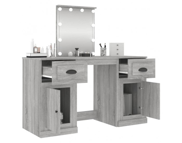 Sonata H Тоалетка с LED, сив сонома, 130x50x132,5 см