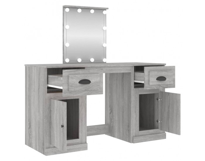 Sonata H Тоалетка с LED, сив сонома, 130x50x132,5 см