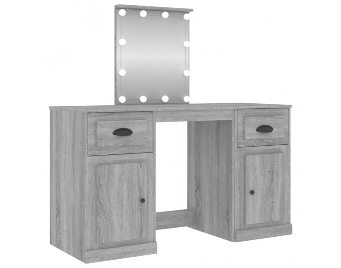 Sonata H Тоалетка с LED, сив сонома, 130x50x132,5 см