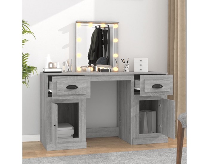 Sonata H Тоалетка с LED, сив сонома, 130x50x132,5 см